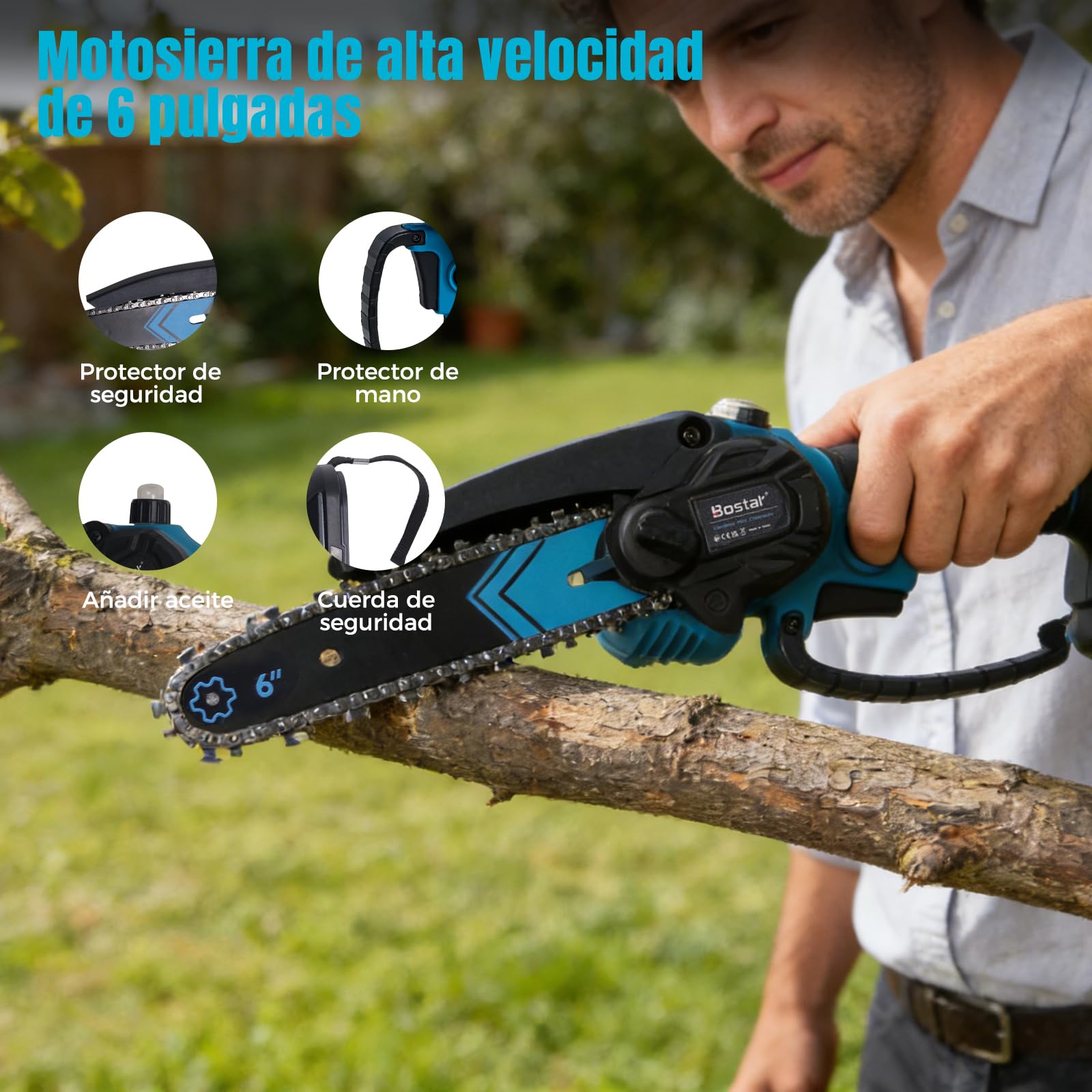 4 en 1 Motosierra y Cortasetos Telescópico a Batería, Compatible con Makita 18V, Podadora de Altura Extensible 2.5m con Correa, Motor de Cobre Puro de Alta Potencia, 2 Baterías para Poda de Jardín