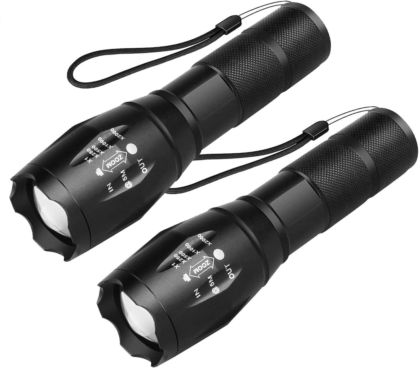 Led Tactical Flashlights,Super Bright Flashlights with 5 Modes, Zoomable, IP65 Water Resistant Handheld Light Powerful Camping Outdoor Emergency Everyday Flashlights (2 Pack)