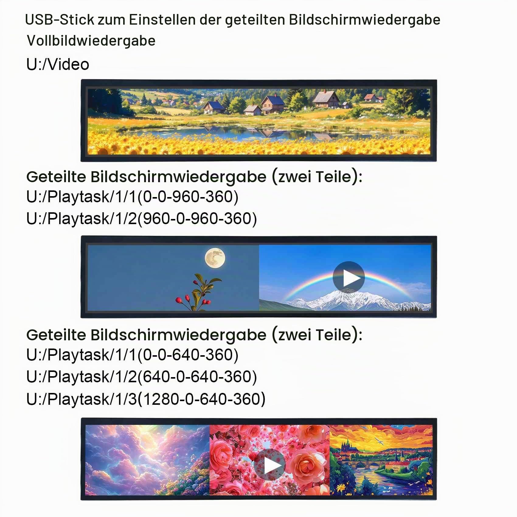 VSDISPLAY 21,3 Zoll Werbemonitor 1920x360 Ultra-Slim IPS 500 Nits