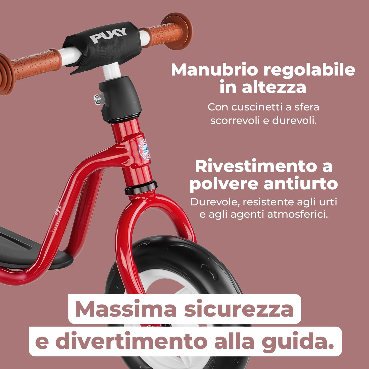 PUKY LR M | Bicicletta de equilibrio dai 2 anni | Giocattolo senza pedali bambini | Balance Bike | Monopattino con pedana | Veicolo con manopole di sicurezza | Manubrio e sella regolabili