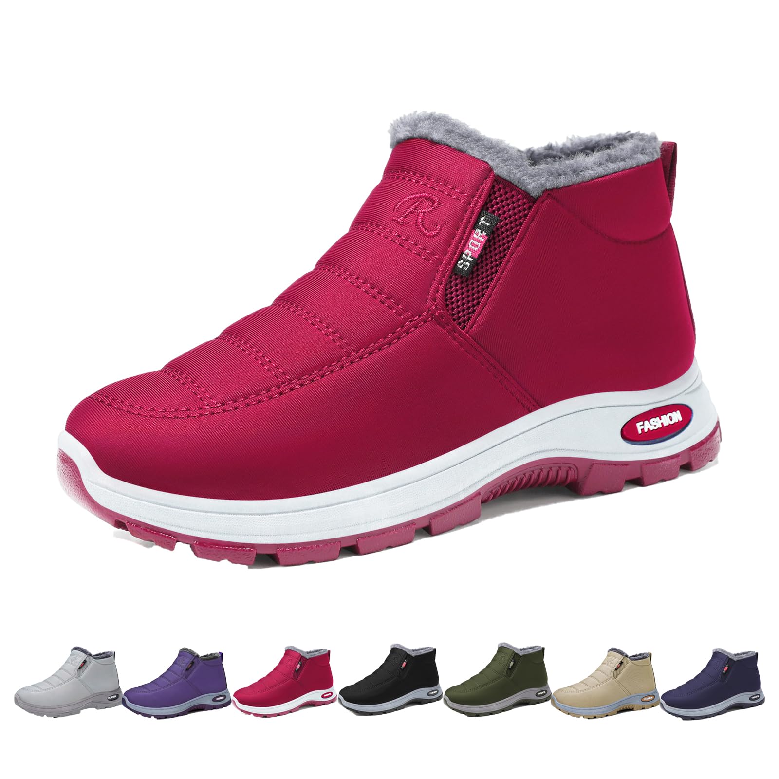 Womens Snow Boots Ankle Booties Waterproof Winter Boots Comfortable Warm Fur lined Slip on Outdoor Hiking Shoes
