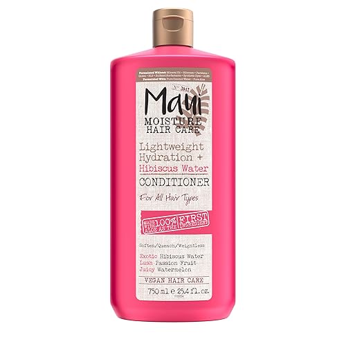 Maui Moisture Hidratación ligera + acondicionador de agua de hibisco, acondicionador nutritivo suaviza y apaga el cabello ondulado y rizado con aloe