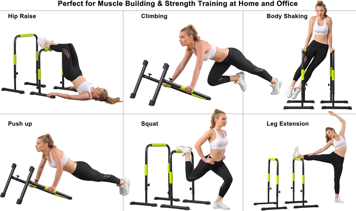 KESHWELL Dip Stand Station,Dip bar Station Heavy Duty Body Press Bar, Height Adjustable Push Up Stand Parallettes, Full Body Workout Strength Training Equipment for Home Gym.440LBS Weight Capacity : Sports & Outdoors