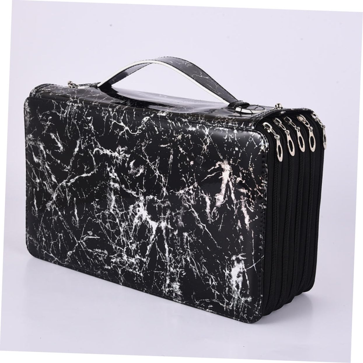 Astuccio Multistrato Portatile Oxford, Cerniera e Grande Capacità per Penne e Matite, la Scuola, Nero