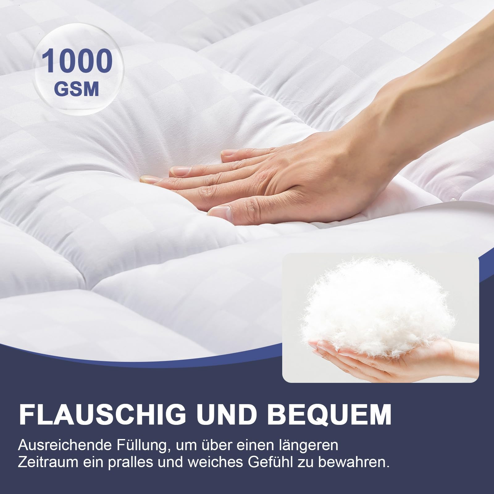 Nakładka na materac 140x200cm, 1200gsm Ultra miękka nakładka na materac z 4 antypoślizgowymi narożnikami, Premium nakładka na materac hipoalergiczna, topper z mikrofibry do mycia w pralce