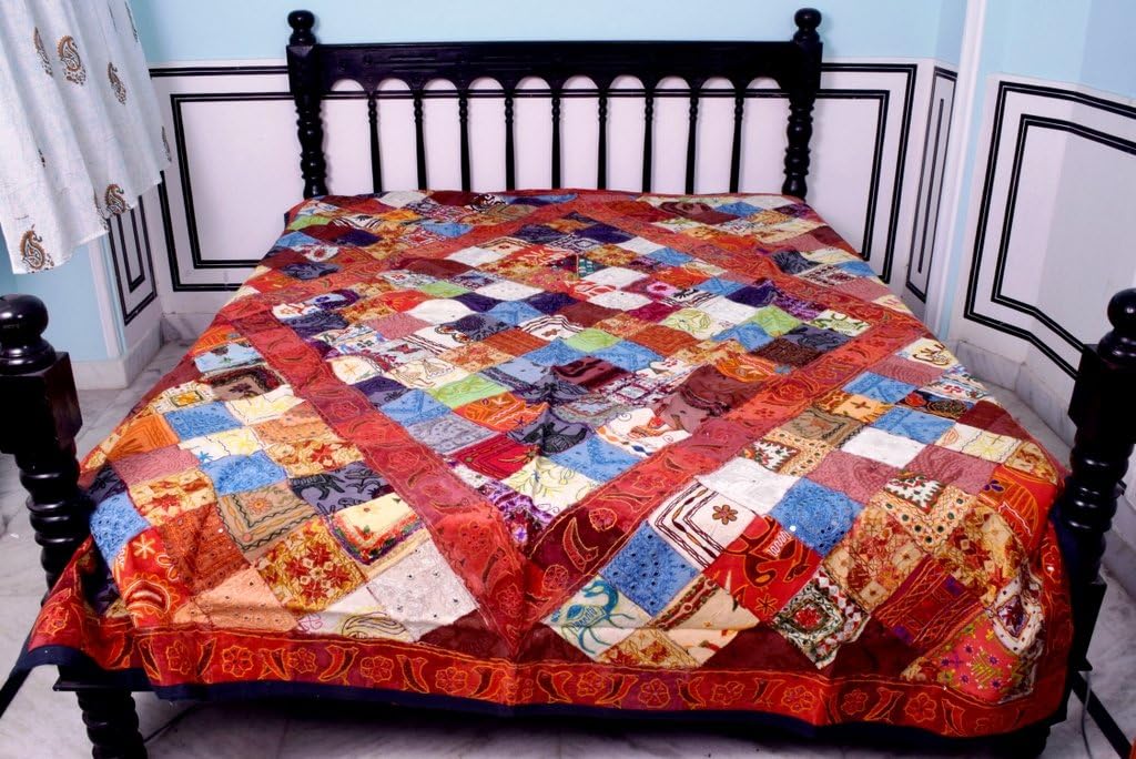 Indian Rajasthani Traditional Handmade Cotton Queensize Patchwork Ethnic Tapestry or
