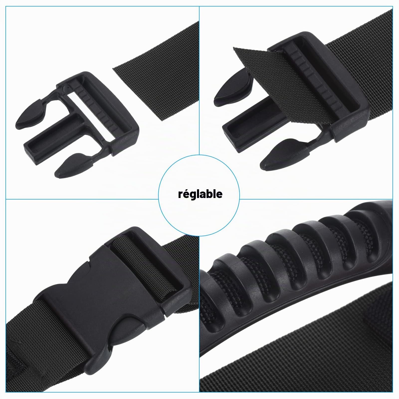 PATIKIL Portage Sangle avec Poignée, 2 Paquets Ajustable Nylon Ceinture pour Déménagement Levage Boîtes Épicerie Bagagerie, Noir