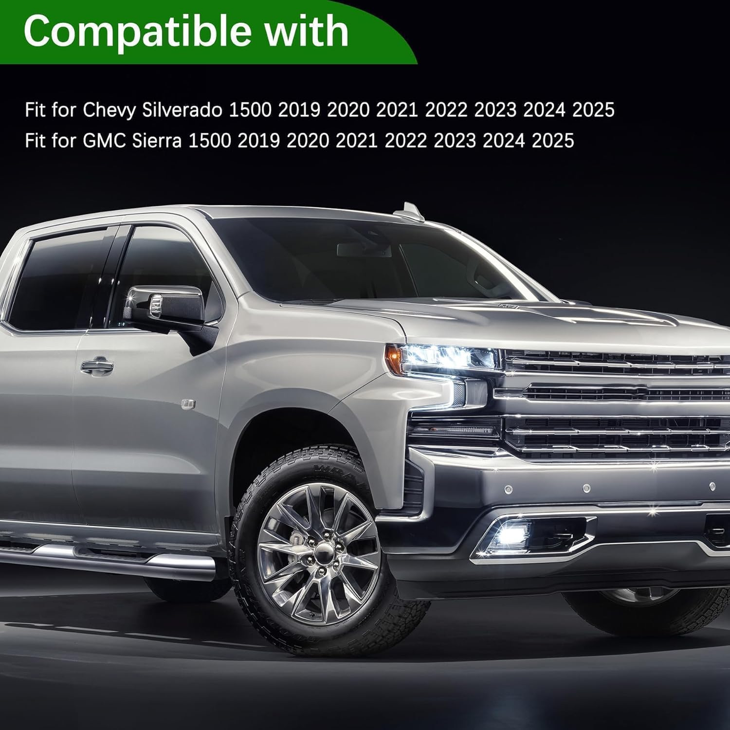 2Pcs Mirror Cap Cover Trim LH & RH Side Fit for 2019 2020 2021 2022 2023 2024 2025 Chevy Silverado 1500 for GMC Sierra 1500, Side Door Exterior Rearview Mirror Cap Trim (Black)