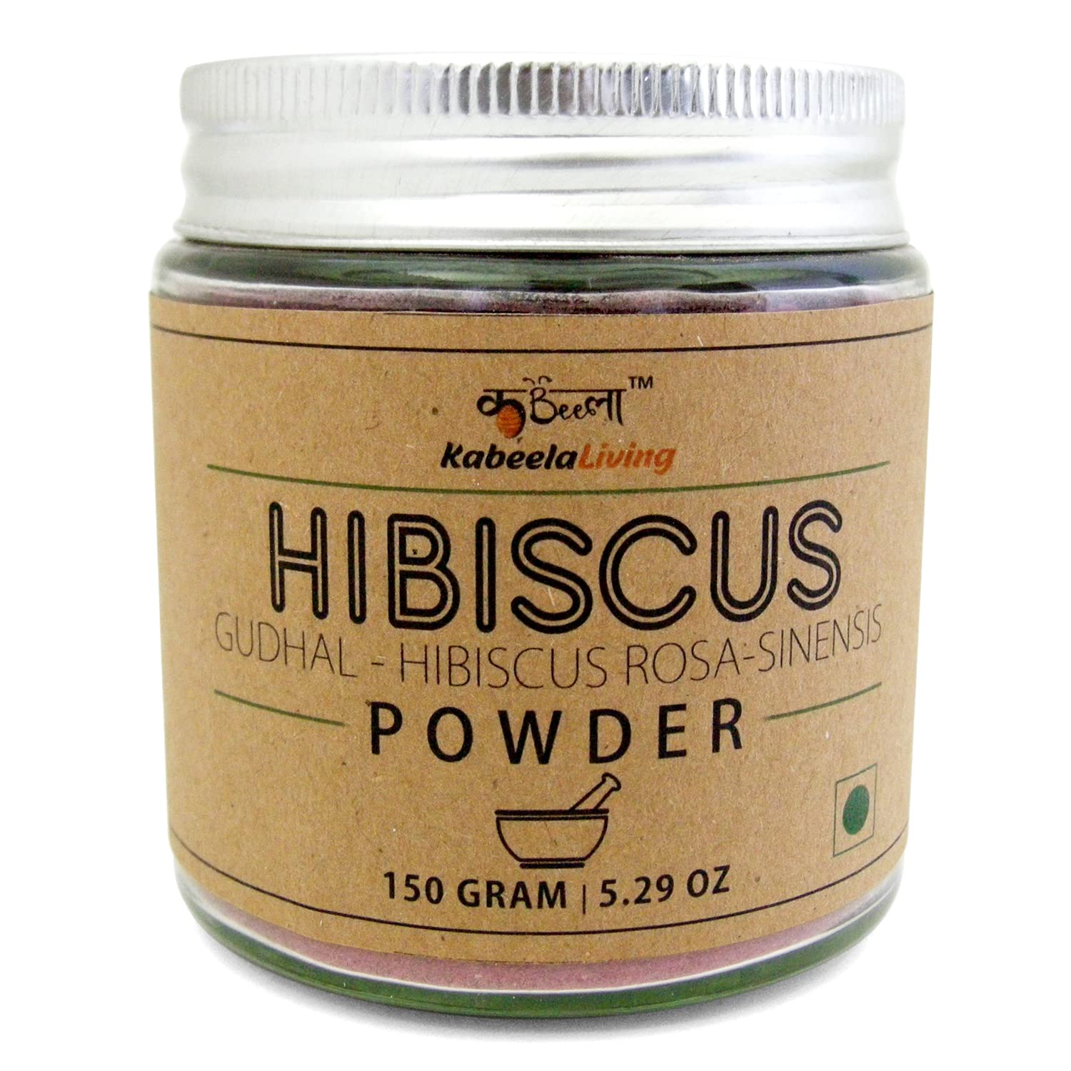 KABEELA LIVINGHibiscus Flower Powder, Gudhal Powder, Hibiscus Rosa Sinensis for hair and Skin Care, 150 g Jar, Gudhal For Face Pack and Dull Hair & Dry Scalp, Promotes Hair Growth