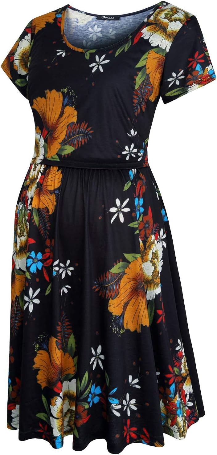 Quinee Women's Floral Short Sleeve Summer Maternity Nursing Breastfeeding Dress - Image 2
