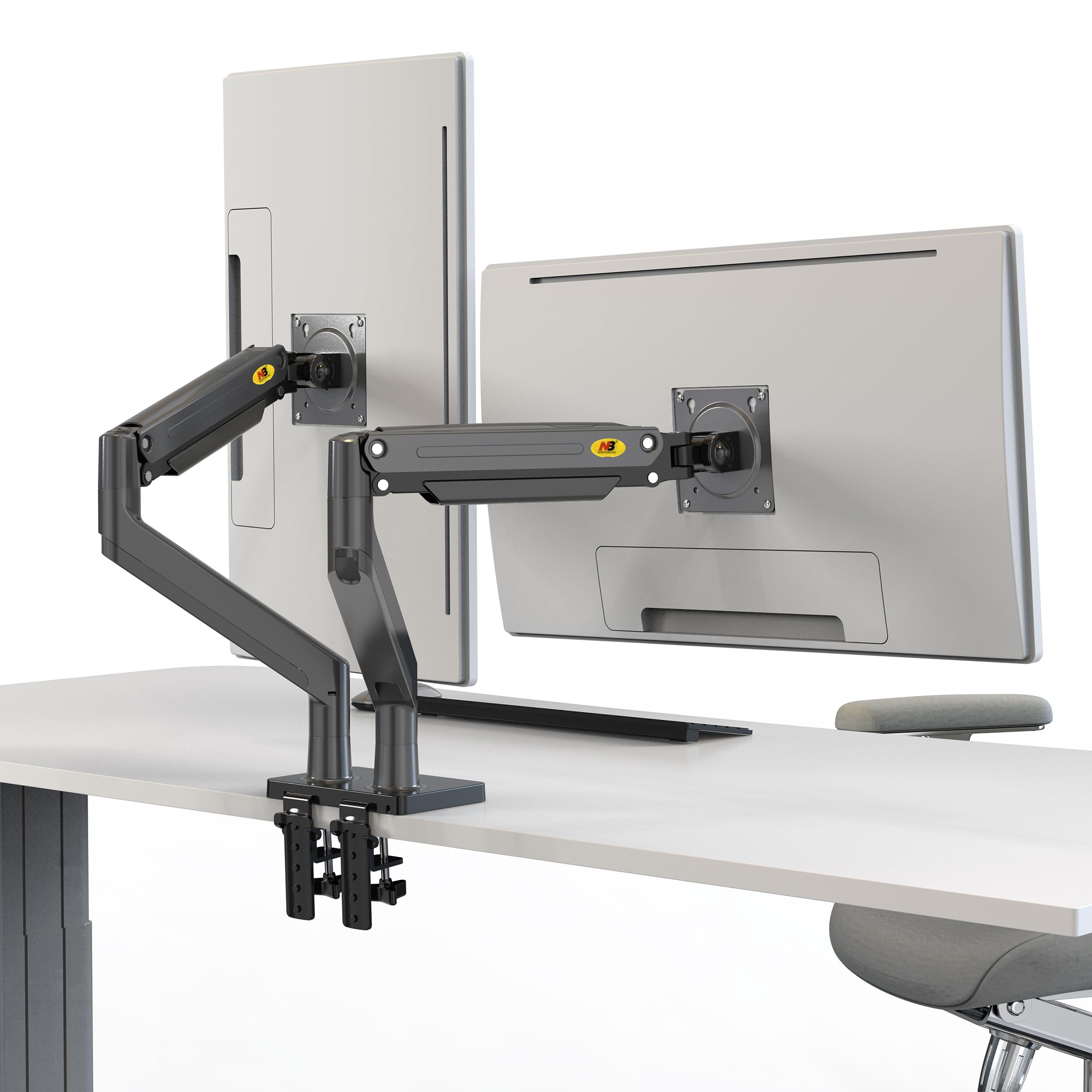 Support de Table avec Ressort à gaz pour Deux écrans LCD 22-32 Pouces VESA 75x75 mm - 100x100 mm, jusqu'à 15 kg