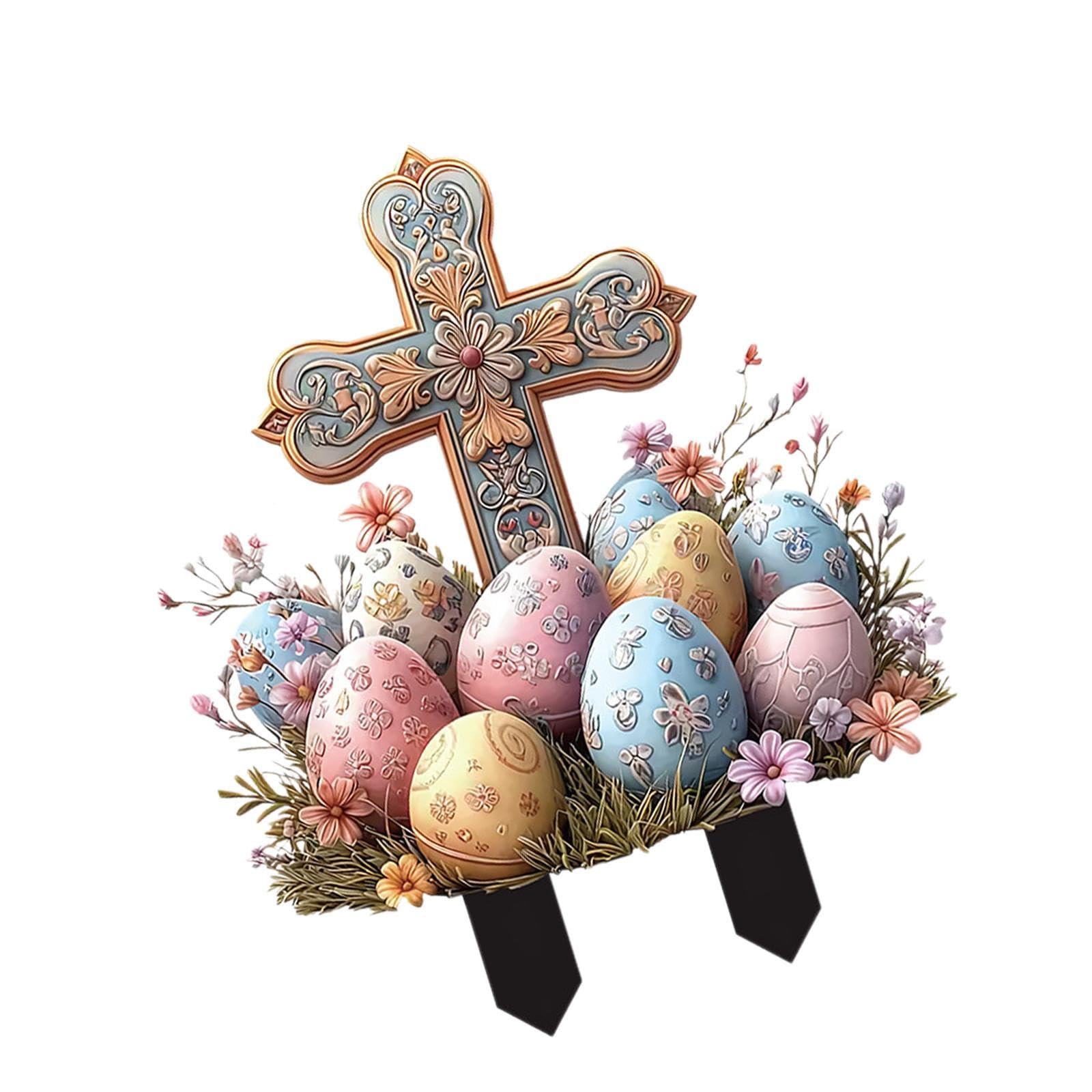 Easter Yard Sign Waterproof Acrylic Garden Stake for Flowerbeds Path Walkway 1X CrossHome & Garden|Yard, Garden & Outdoor Living|Garden Dacor|Statues & Lawn Ornaments-picture-30