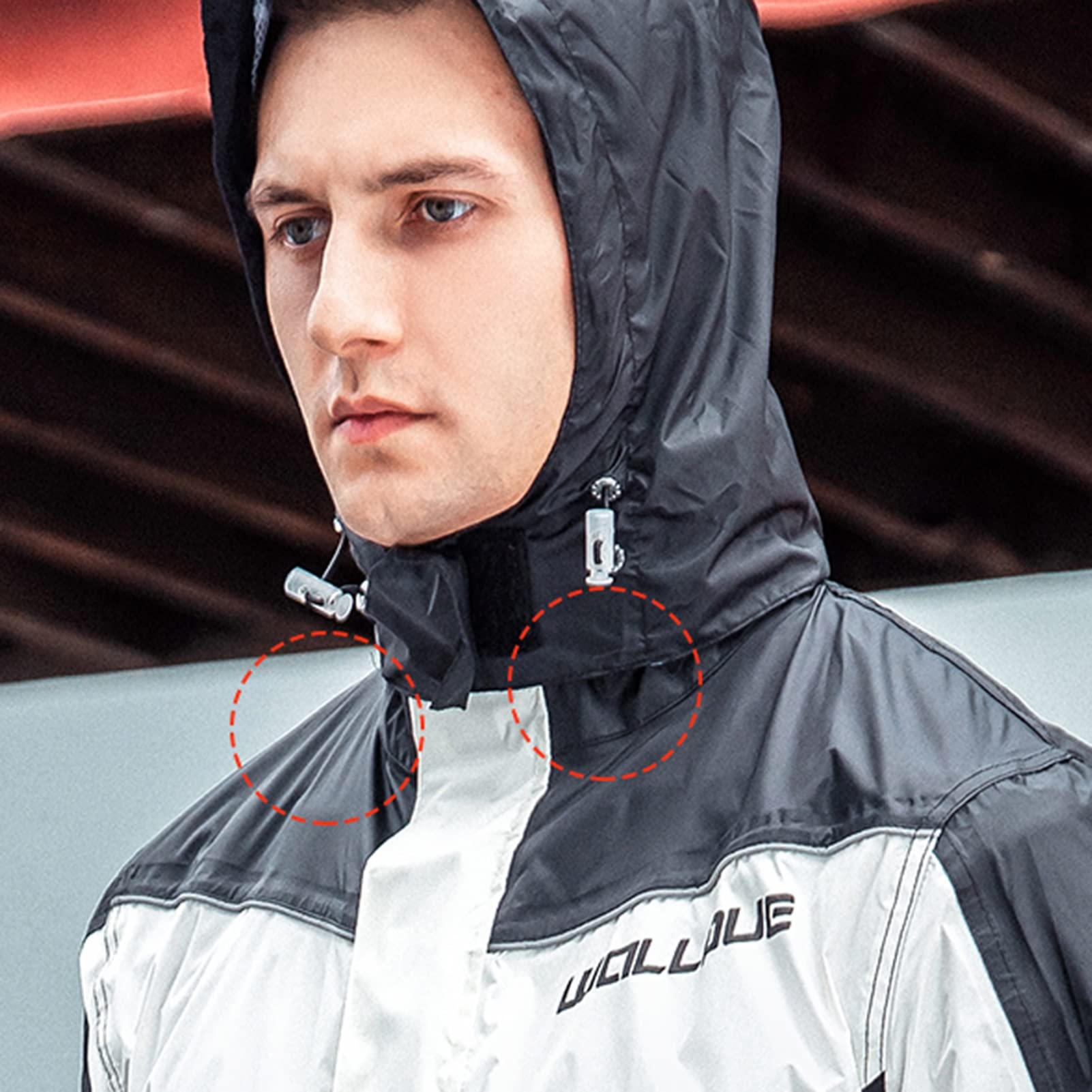 Hombres Abrigo de Lluvia Impermeable (Chaqueta y Pantalones de Lluvia) Traje de Lluvia Unisex Transpirable Equipo de Lluvia a Prueba de Viento para Deportes, Senderismo, Ciclismo - Blanco