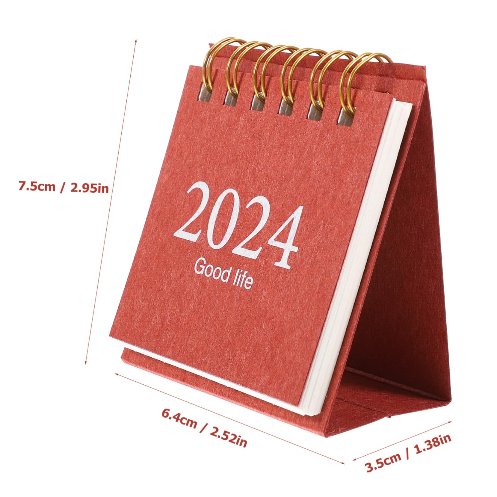 Calendario da Scrivania Mini Spiralato Rosso Decorativo Planner Mensile Compatto per Ufficio Casa Calendario Settimanale Tavolo con Spazio per Appunti e Disegni