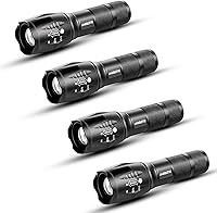 Jardlite L1000 4-Pack LED Tactical Flashlights: Adjustable Focus, 5 Modes, Water-Resistant for Camping, Emergencies, Gifts (656ft Beam)