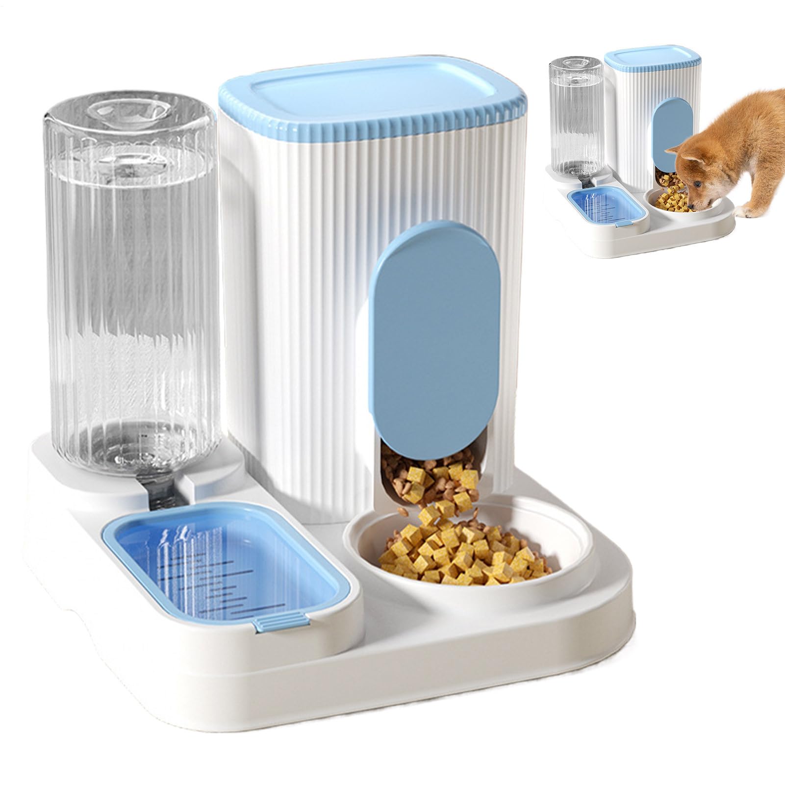 Alimentatore automatico per gatti, alimentatore automatico per cani | distributore di cibo e acqua per gatti | Grande capacità 2 in 1 alimentazione con vassoio alimentare rimovibile per mantenere
