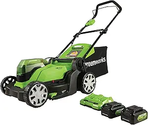 Greenworks 48V (2 x 24V) 17" Cordless (Push) Lawn Mower (125+ Compatible Tools), (2) 4.0Ah Batteries and Dual Port Rapid Charger Included