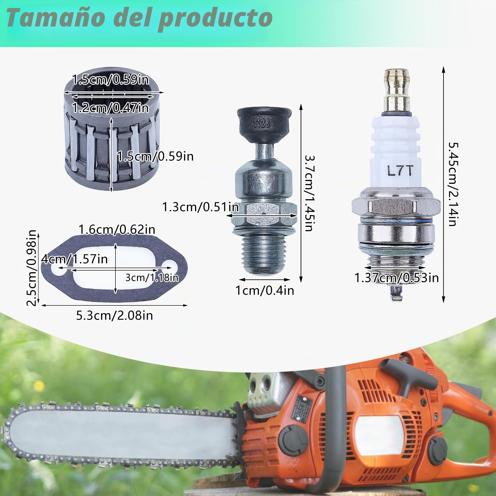 52 mm Cilindro Pistón Cojinete de Agujas Kit para Husqvarna 268272 272XP 268XP 61 268K Motosierra con Válvula de descompresión Bujía Junta del silenciador