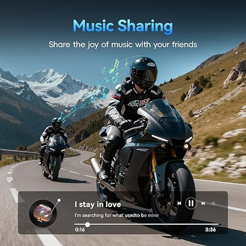 Miniatura 7 de vernee Altavoces Bluetooth para casco de motocicleta, 4 conductores, intercomunicador de 1.2 mi, con 2 micrófonos tipo, impermeabilidad