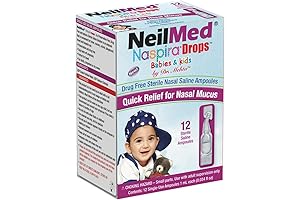 NeilMed Naspira Sinus Rinse, Kids Gentle Nasal Saline Drops, 5ml twist-off ampoules,
