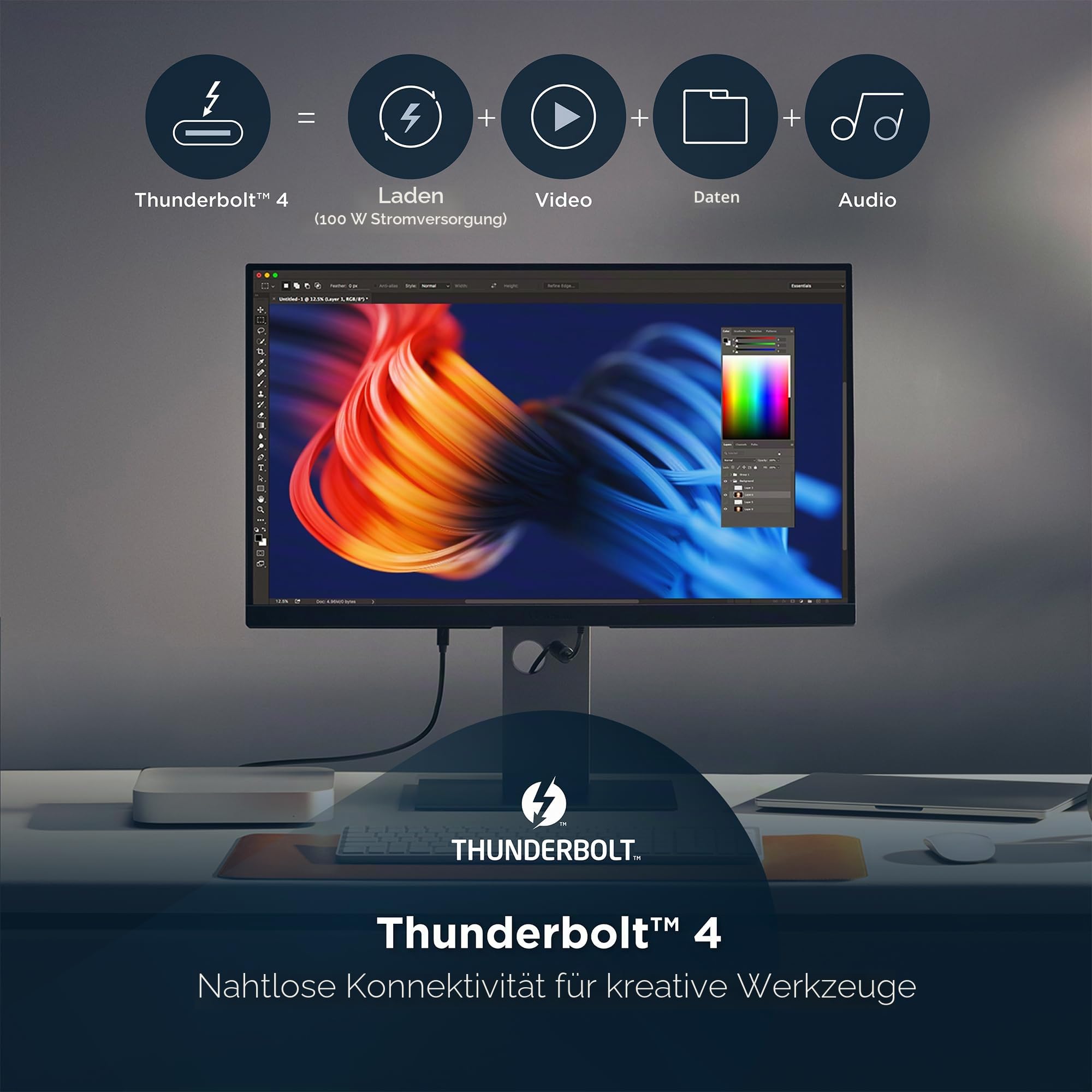 ViewSonic VP2788-5K Monitor 5K 27 zoll 5120x2880, Professioneller Monitor für MacBook, 100W Thunderbolt 4, ΔE＜2, 99% DCI-P3, 218 PPI, HDR 400, Verstellbarer Ständer, Pantone-validiert, USB-C, HDMI, DP
