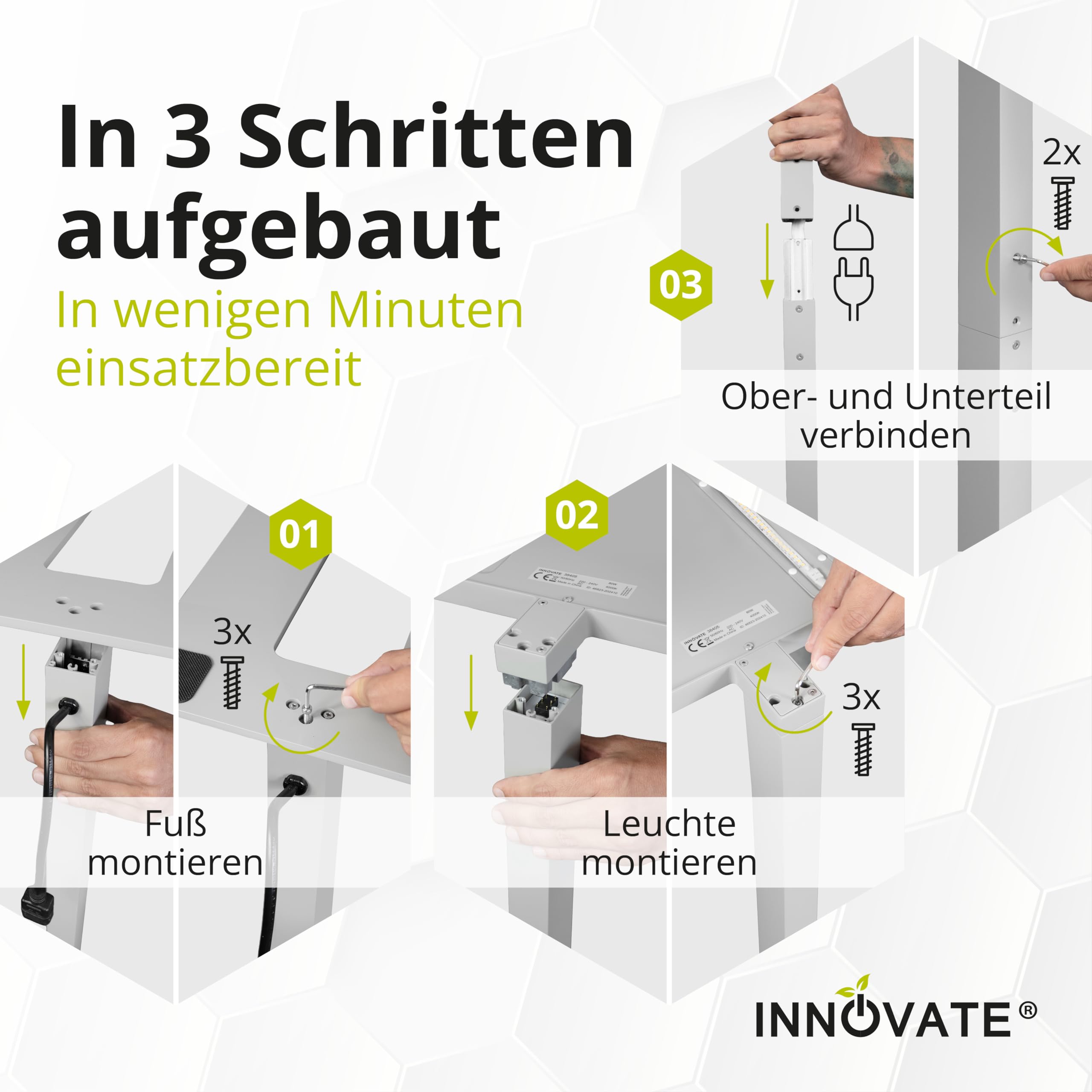 INNOVATE LED Stehlampe Büro Dimmbar 7500lm UGR< 19 80W Deckenfluter Silber | Tageslichtlampe Schreibtisch Stehlampe Dimmbar I Stehlampe LED Home Office Schreibtische & Arbeitsplätze Stehlampen