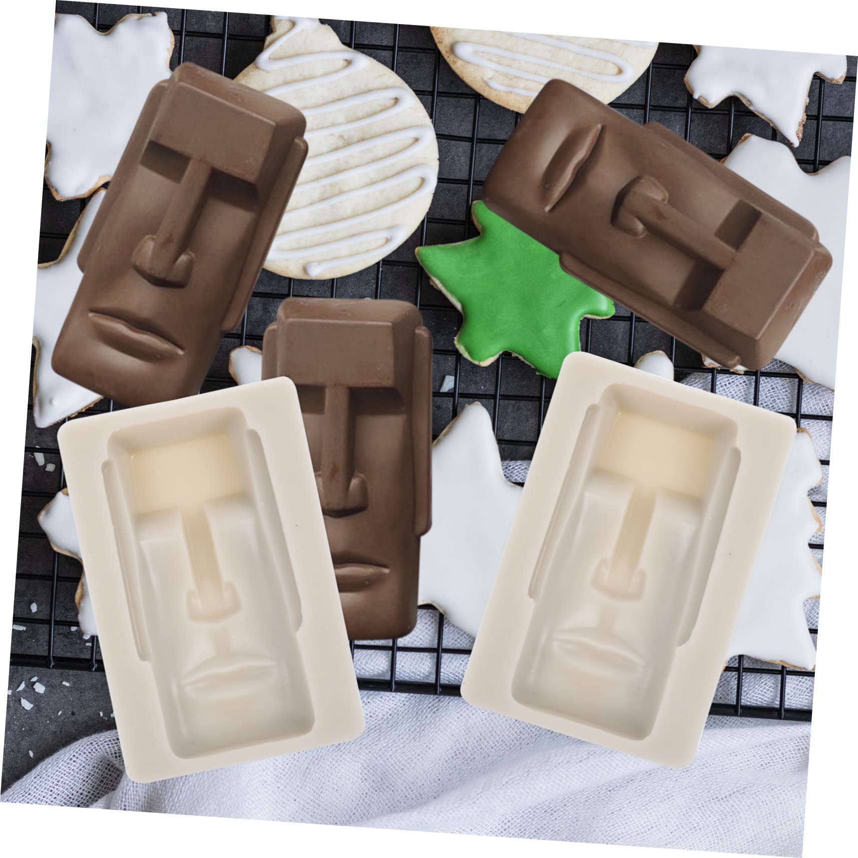 TOPBATHY 5pièces Moule à Chocolat Silicone Moai Moule Décoratif Pour Biscuits Et Gâteaux De Pâques à Fondant Pour Chocolat