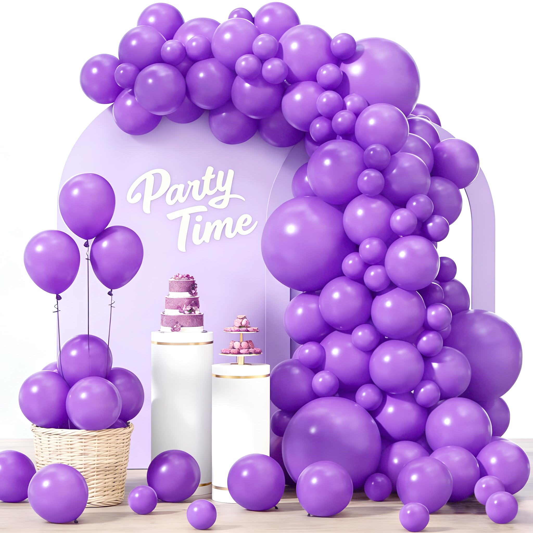 Purple Balloons, 102pcs Purple Balloon Arch Kit, Latex Balloons, 18 12 10 5 Inch Different Sizes Balloon Garland, Perfect for Halloween Birthday, Wedding, Baby Shower & Hen Party Decorations