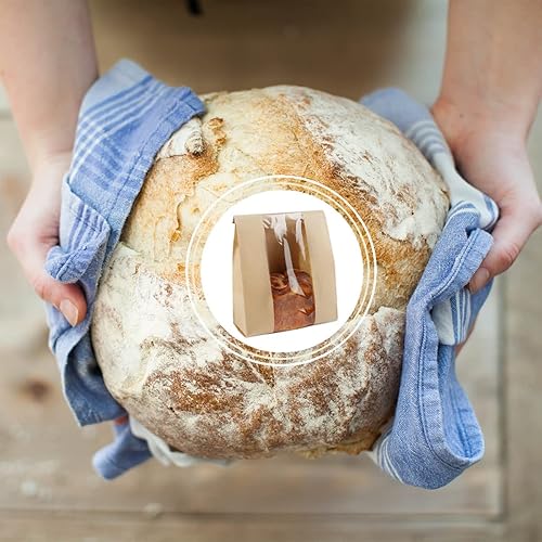 Miniatura 4 de Bolsas de panadería con ventana, paquete de 50 bolsas de pan tostado, bolsas grandes de papel Kraft, bolsas de almacenamiento de pan para pan