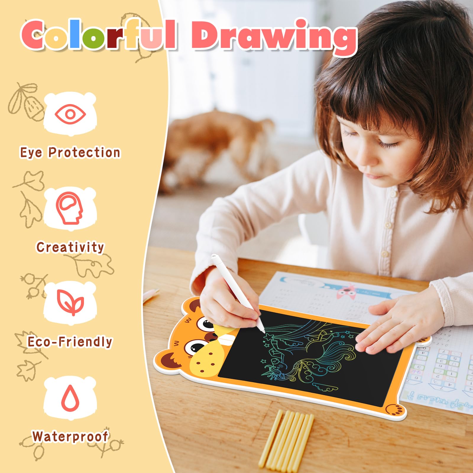 HOMESTEC Kids Toys for 3 4 5 6 Year Old Boy Girl Gift, Cute Drawing Pad with Handle - Image 3