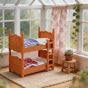 Miniature Dollhouse Bed, 1:12 Dollhouse Bed Doll House Furniture of Bunk Bed with Ladder for Doll House Decor Bedroom Set