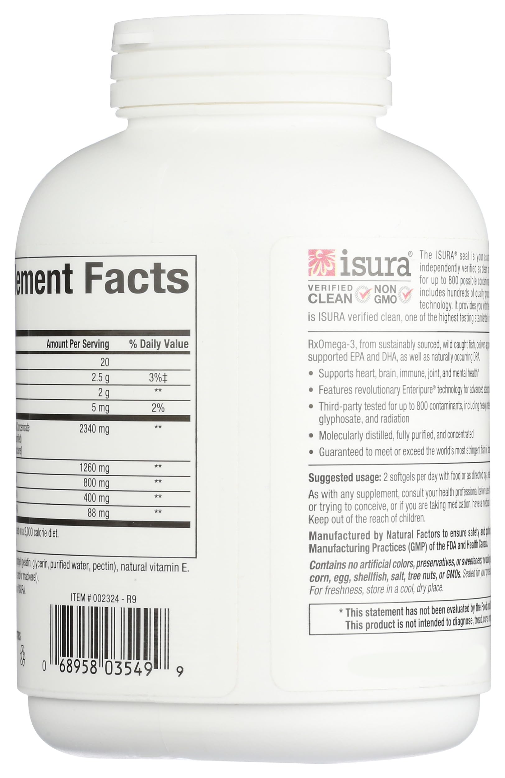 Natural Factors, RxOmega-3 Factors, 120 gélules