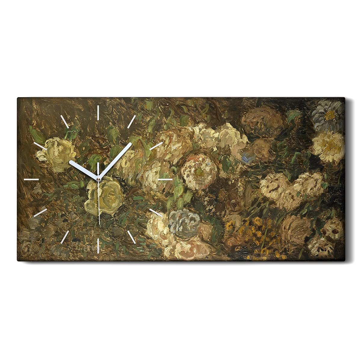 Horloge sur toile décoration moderne salon et chambre style fleurs abstraites