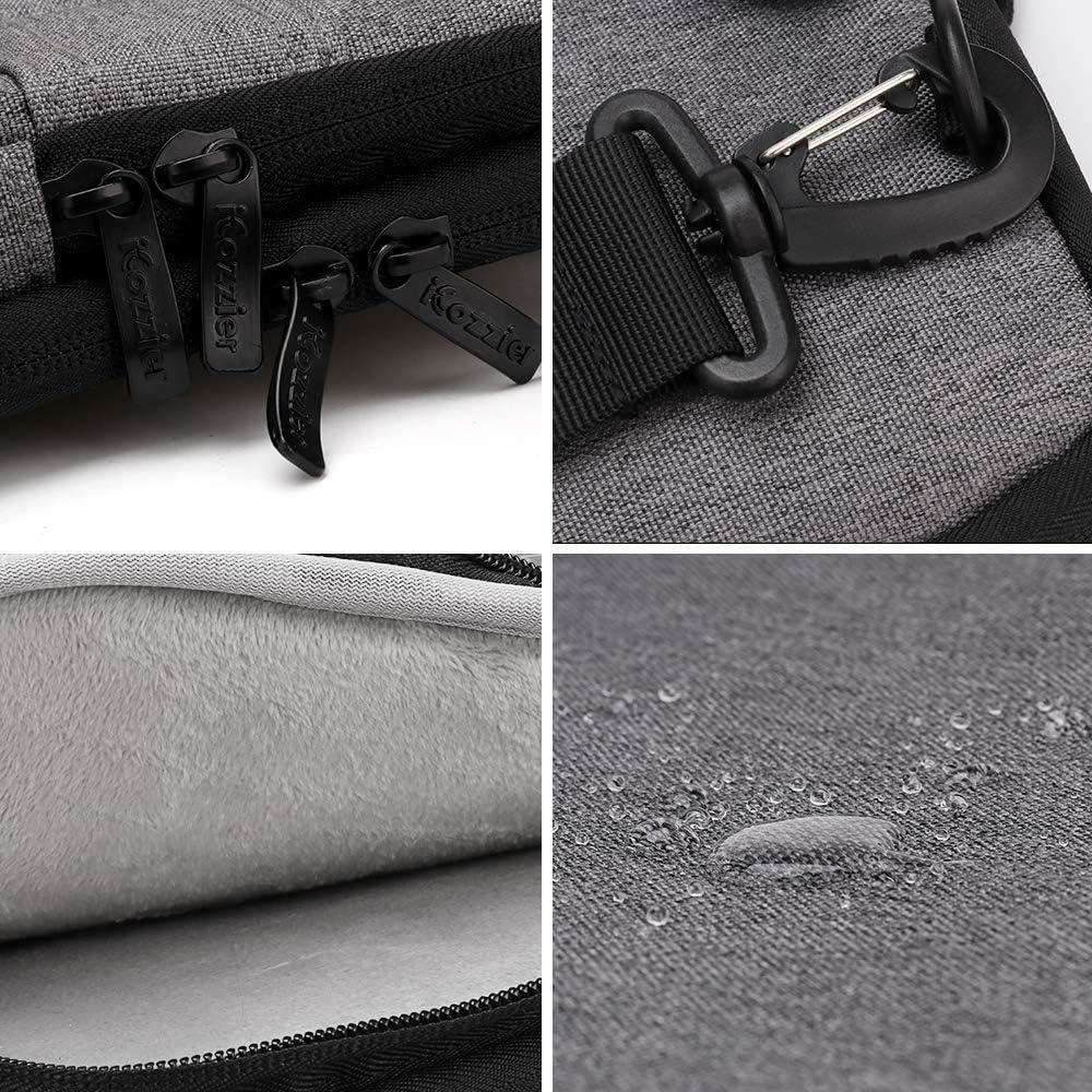 iCozzier 13-13.3 Inch Handle Laptop Briefcase Shoulder Bag Electronic Accessories Organizer Messenger Carrying Case with Shoulder&Luggage Strap - Grey - Image 4
