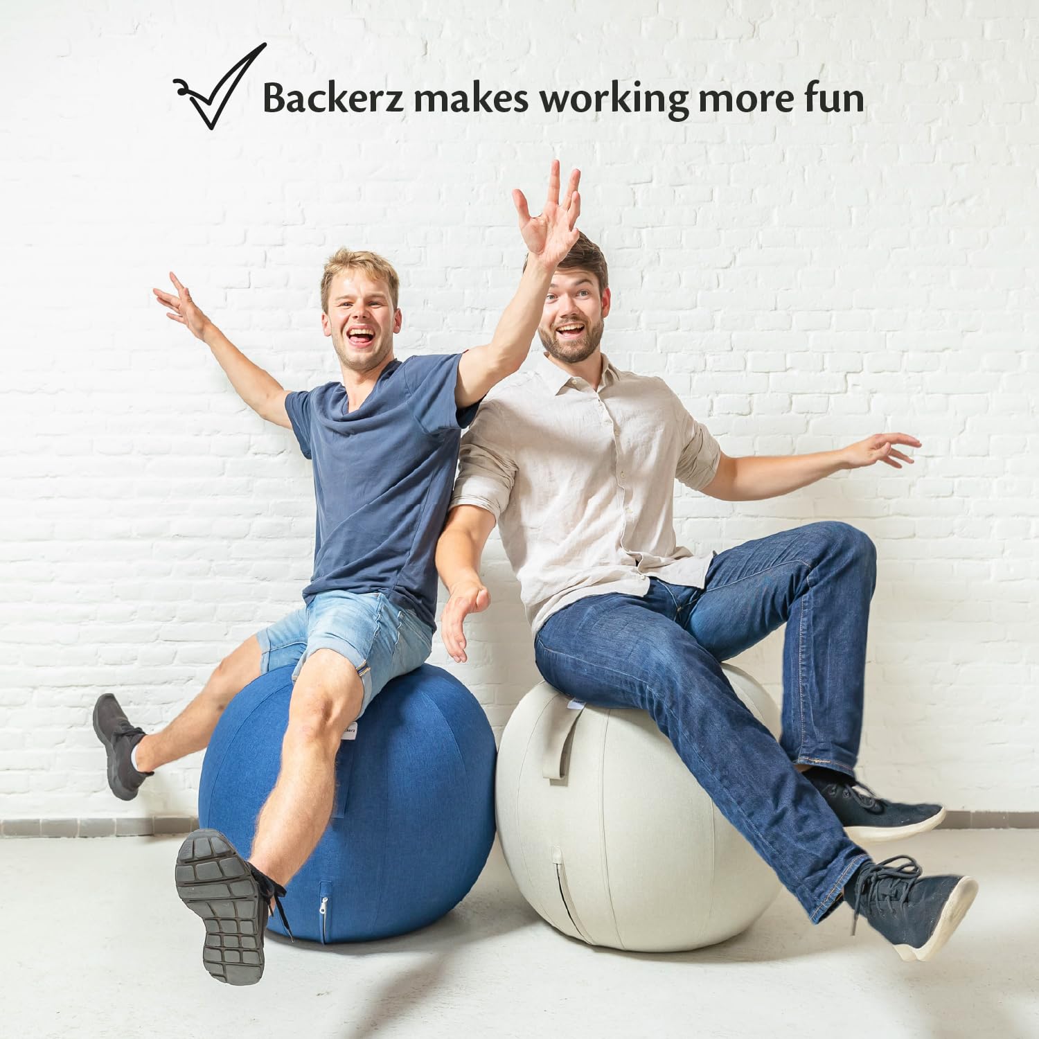 Backerz Piłka do siedzenia 75 cm – ergonomiczny mebel do siedzenia do biura i biura domowego – trwały materiał, piłka gimnastyczna – piłka fitness, krzesło balowe z nakładką na piłkę – poszewka