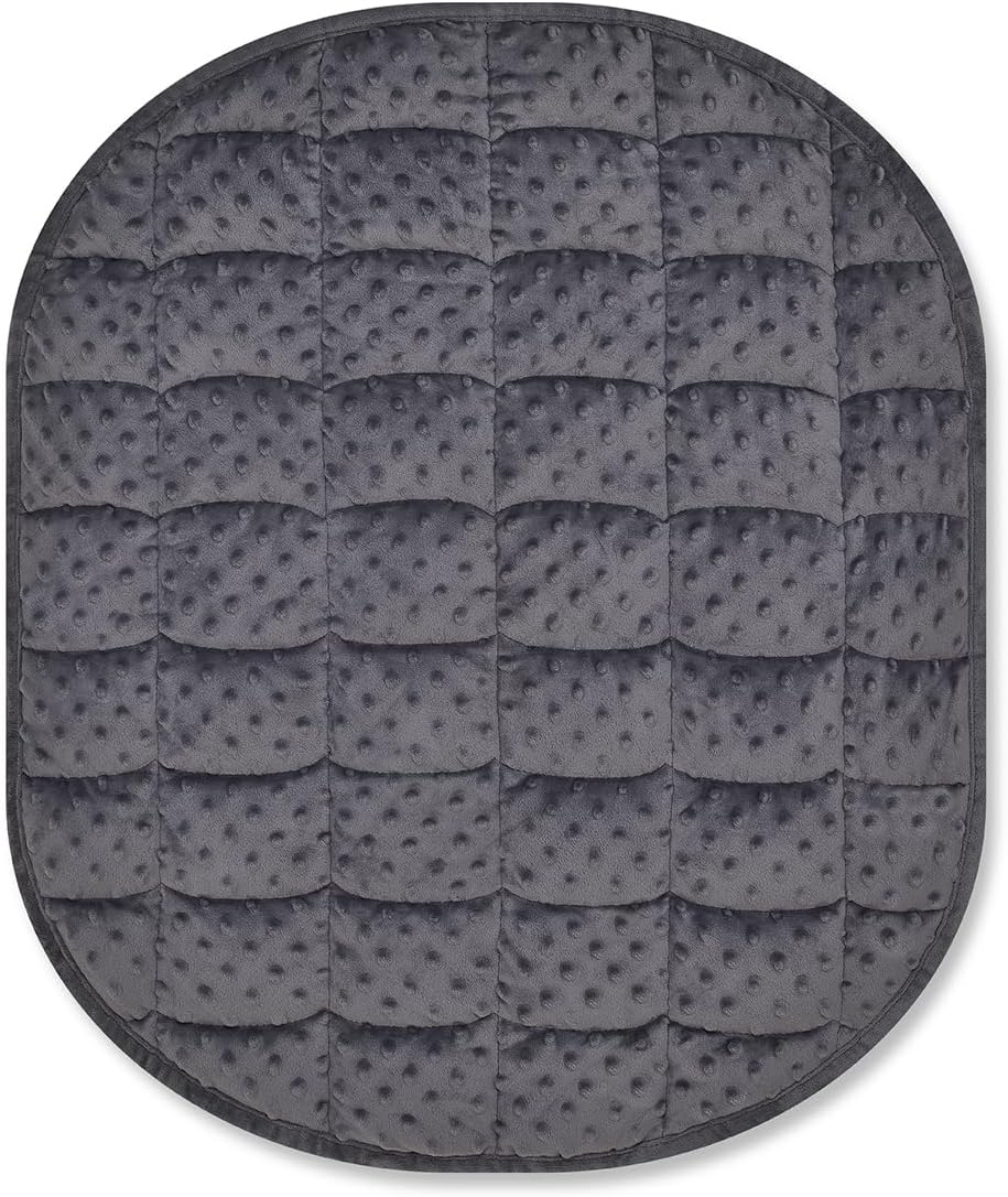 Weighted Lap Blanket 7lbs for Adult,Perfect for Relaxation, Lounging, Napping, Sleeping & Travel,Luxury Minky Weighted Body Blanket,Weighted Throw Blanket-Dark Grey Minky Dot, 29" x 24"