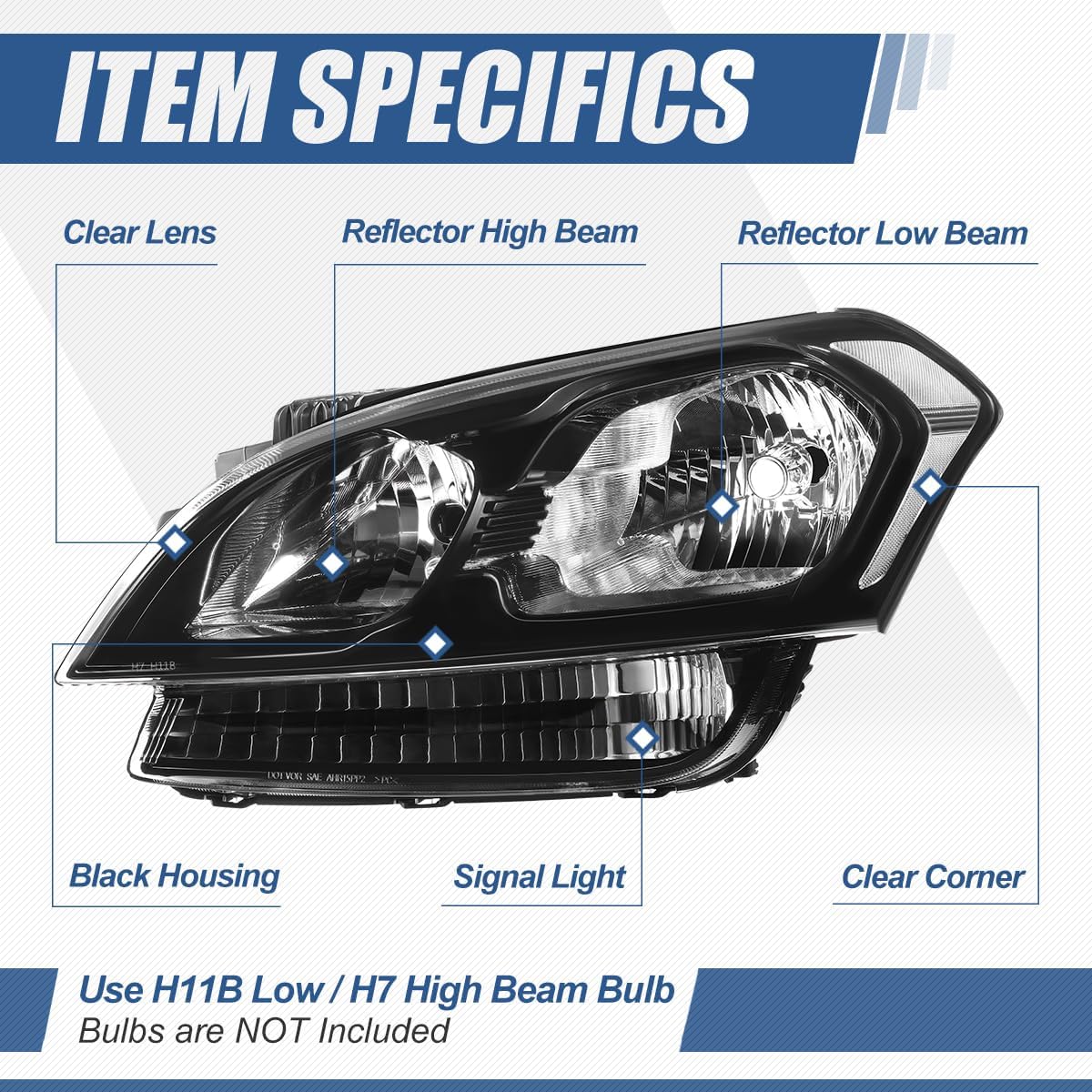 Auto Dynasty Facotry Style Halogen Headlights Assembly Compatible with Soul 2012-2013, Driver and Passenger Side, Black Housing Clear Corner