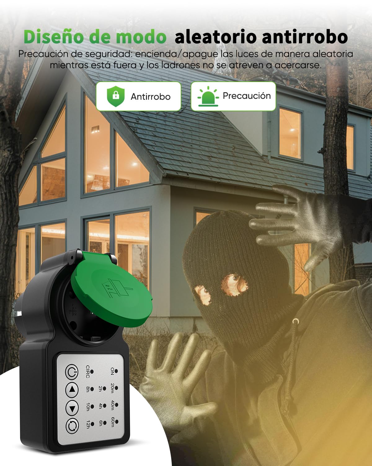 GreenSun Temporizador para Exteriores - Enchufe para Exteriores Temporizador Programador Enchufe programable 24 Horas 16A 230V IP44 Verde