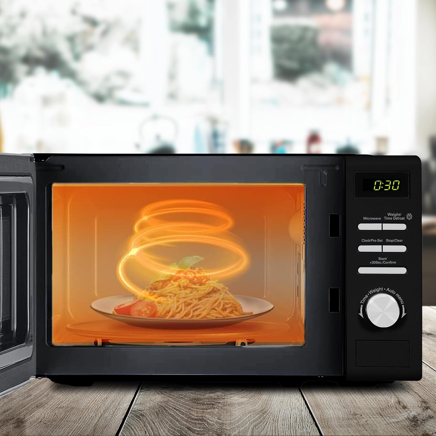 ICQN Microonde, forno a microonde, 20 l, 700 W, 5 livelli di potenza, 8 programmi automatici, peso e scongelamento programmato, sicurezza bambini, piatto girevole in vetro (25,5 cm), nero : Amazon.it: Casa e cucina