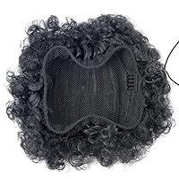 Vista 4 de Extensión de cola de caballo afro con cordón, corta sintética afro rizada para cabello natural, clip de cabello rizado con cordón, moño