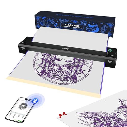 PeriPage P90 Wireless Tattoo Stencil Printer - Portable Thermal Printer with Bluetooth & USB for Smartphone/PC, 5 Free Stencil Papers & USB-C Cable Included, Professional & Beginner Friendly