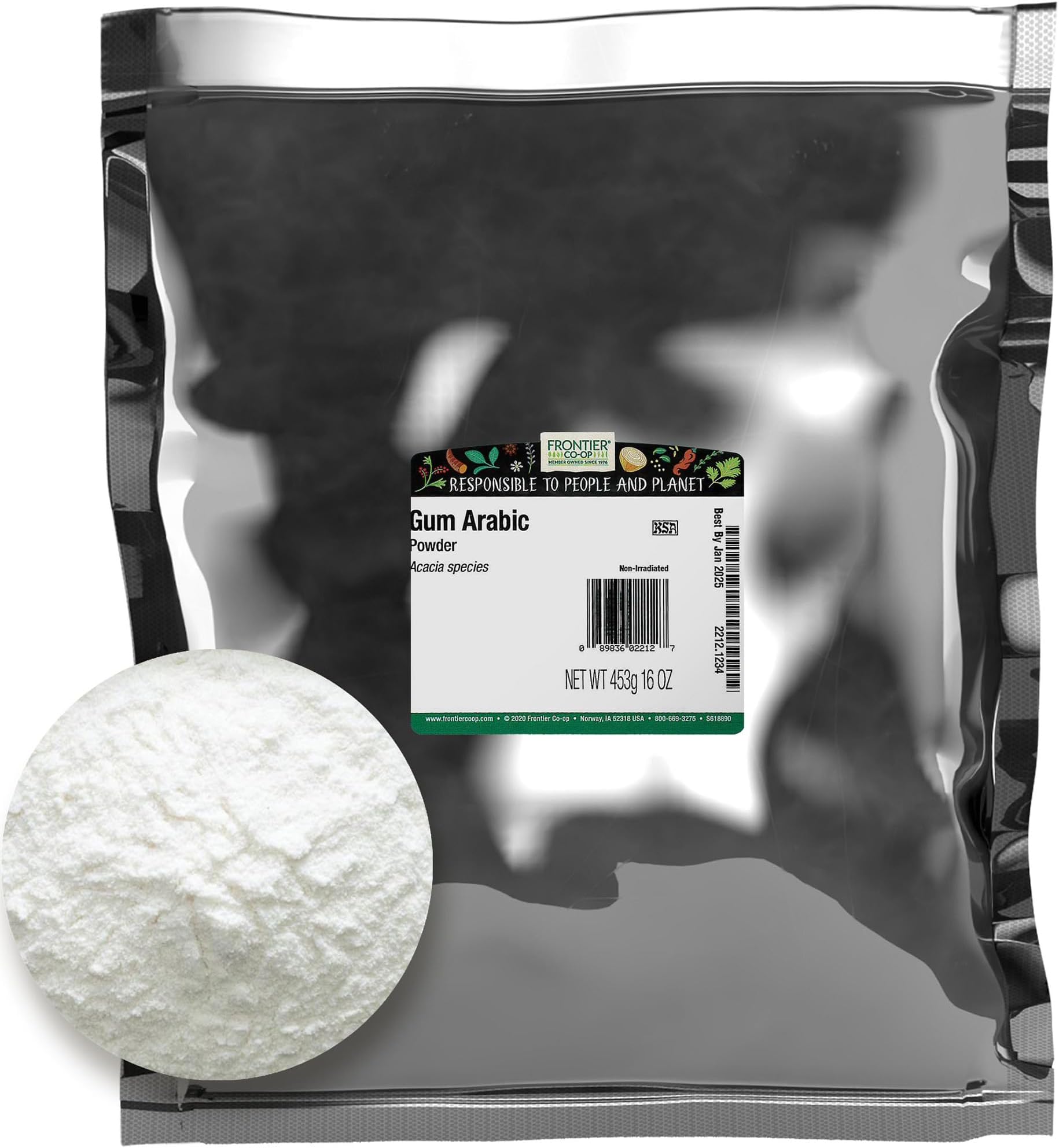 Gum Arabic Powder Frontier Natural Products 1 lb Bulk