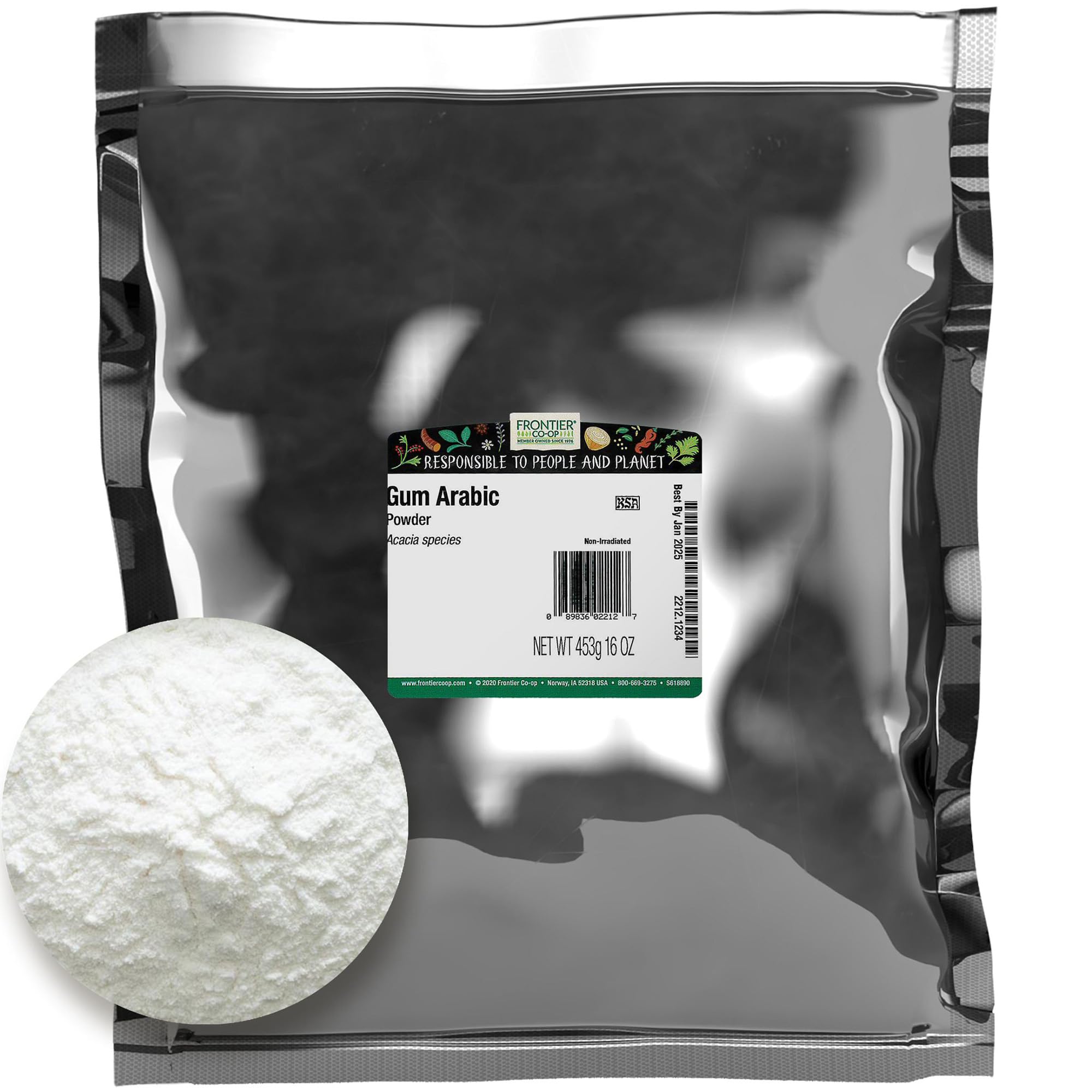 Gum Arabic Powder Frontier Natural Products 1 lb Bulk