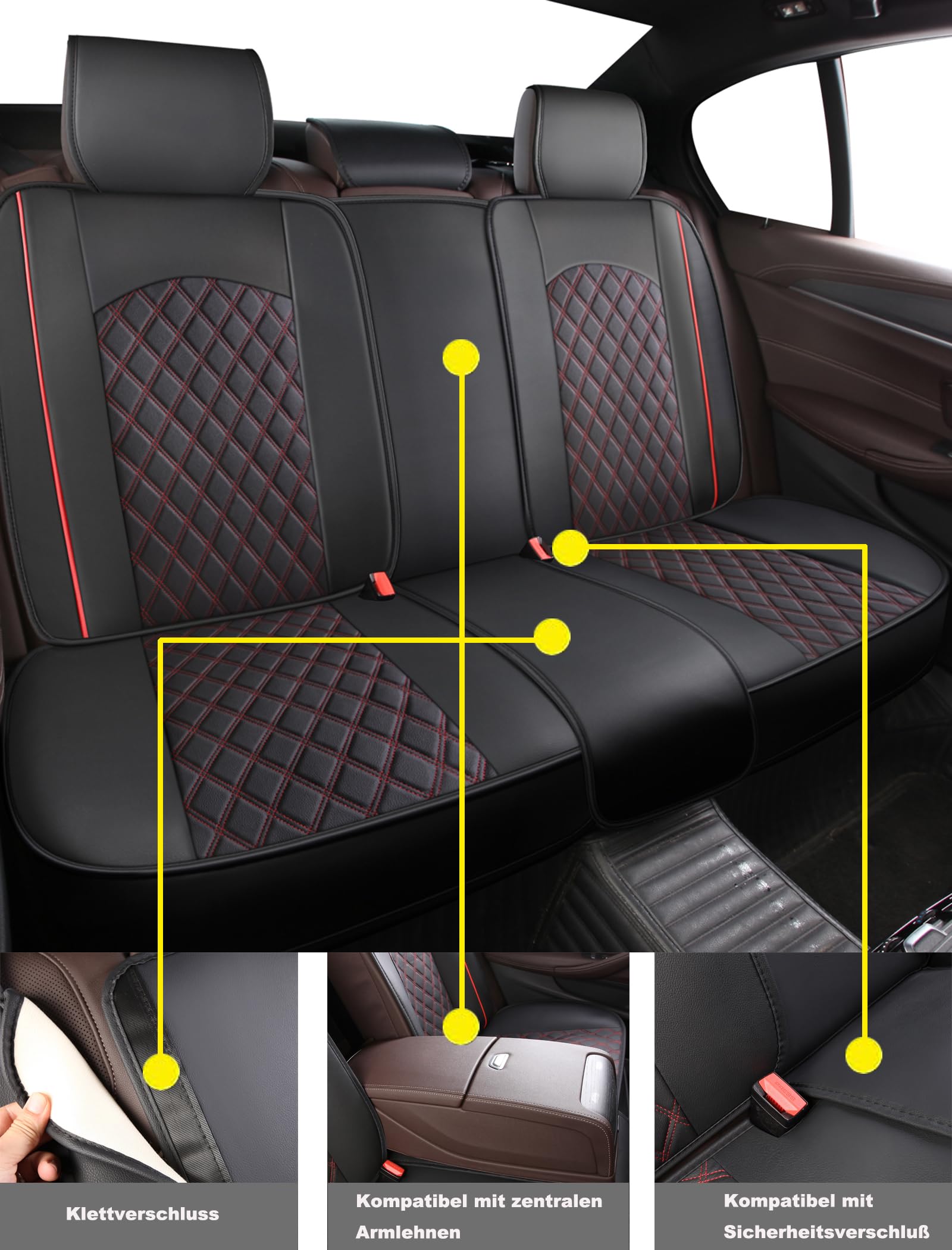 Juego completo de fundas de asiento de coche impermeables, ajuste universal para Mazda 2 3 6 CX-5 CX-60 (rojo)