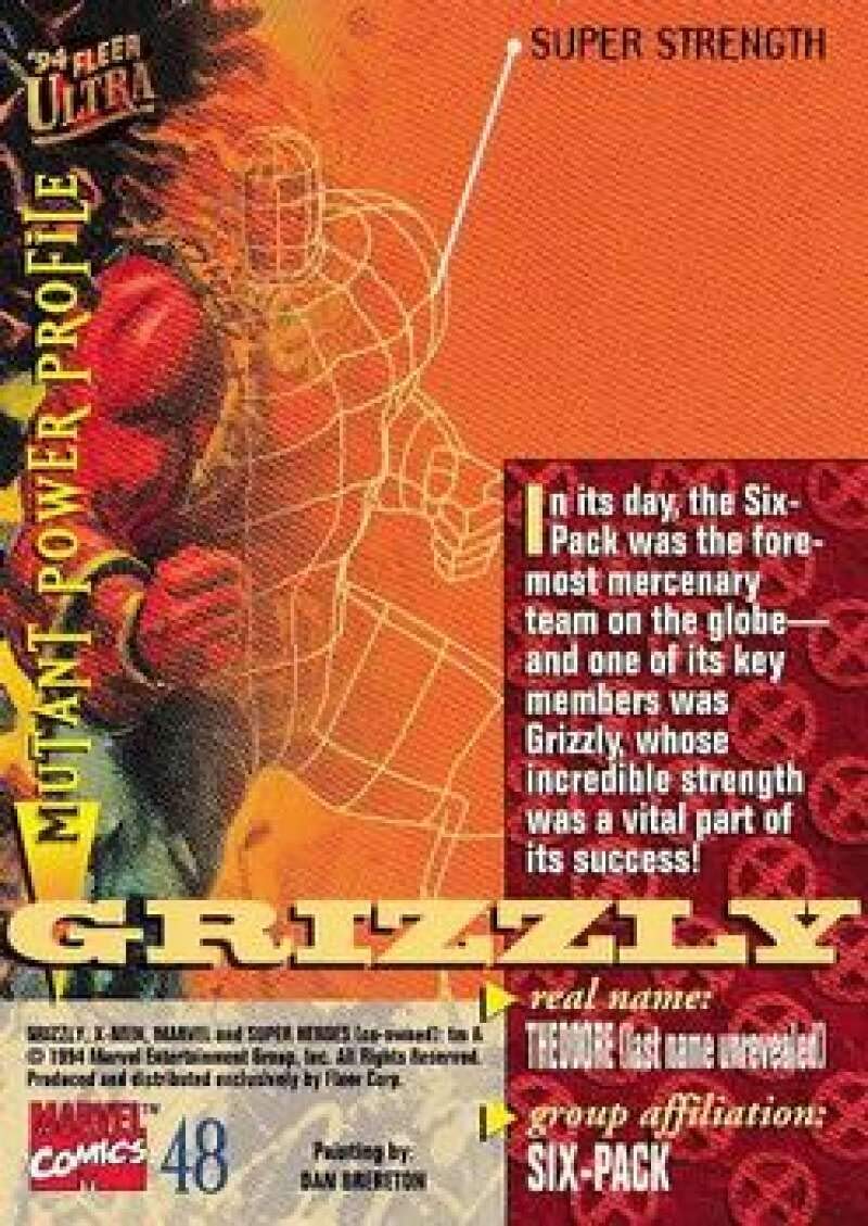 1994 Ultra X-Men NonSport #48 Grizzly Official Marvel Standard