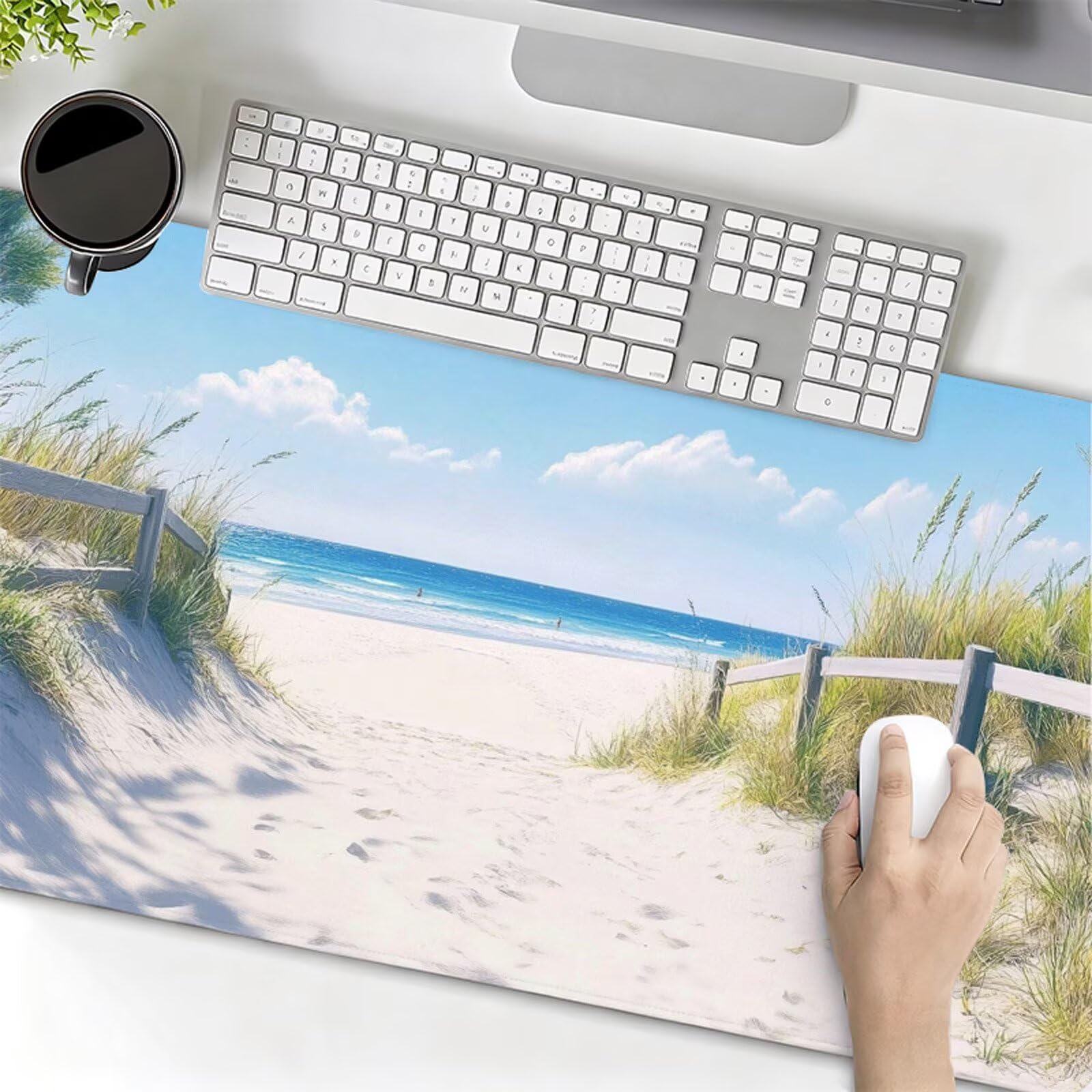 Podkładka pod mysz XXL 1200x400x3mm Podkładka pod mysz plażową podkładka pod mysz ocean poprawia precyzję i szybkość, wodoodporne antypoślizgowe, szyte krawędzie, akcesoria do gier, komputer, prezent