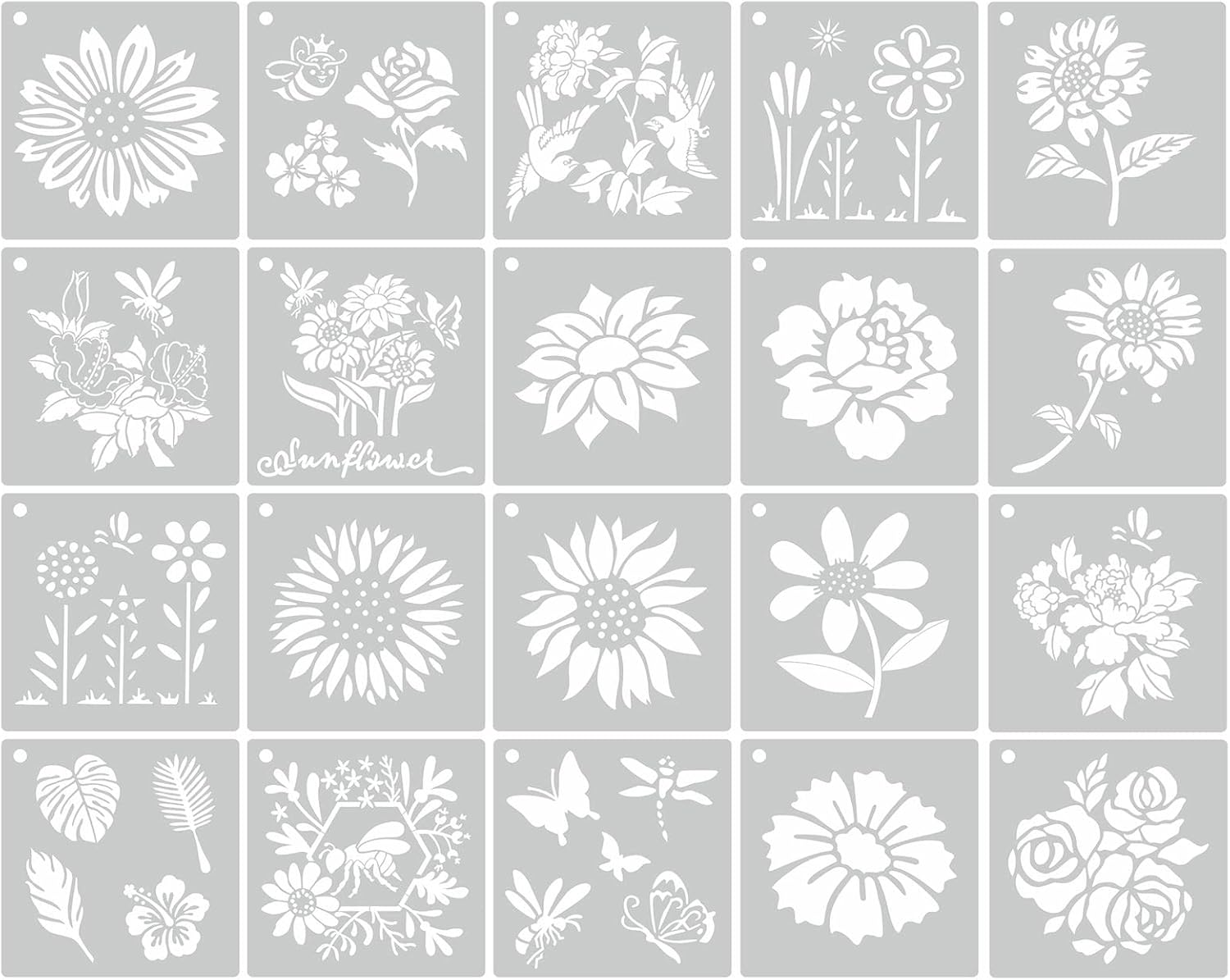 Malschablone, Blumen-Schablone, wiederverwendbar, rosa, Sonnenblumen