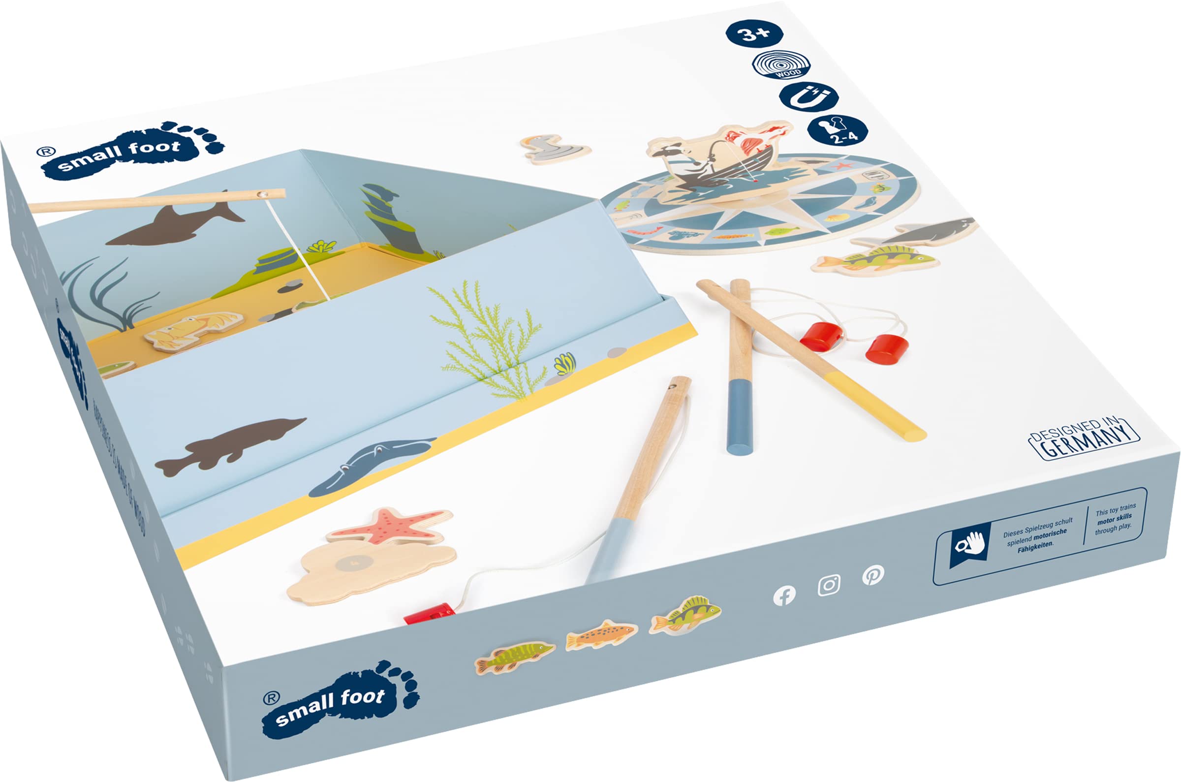 small foot Juego de Pesca 4 Friends, de Madera, diseño Colorido, Incl., Accesorios versátiles, 12285