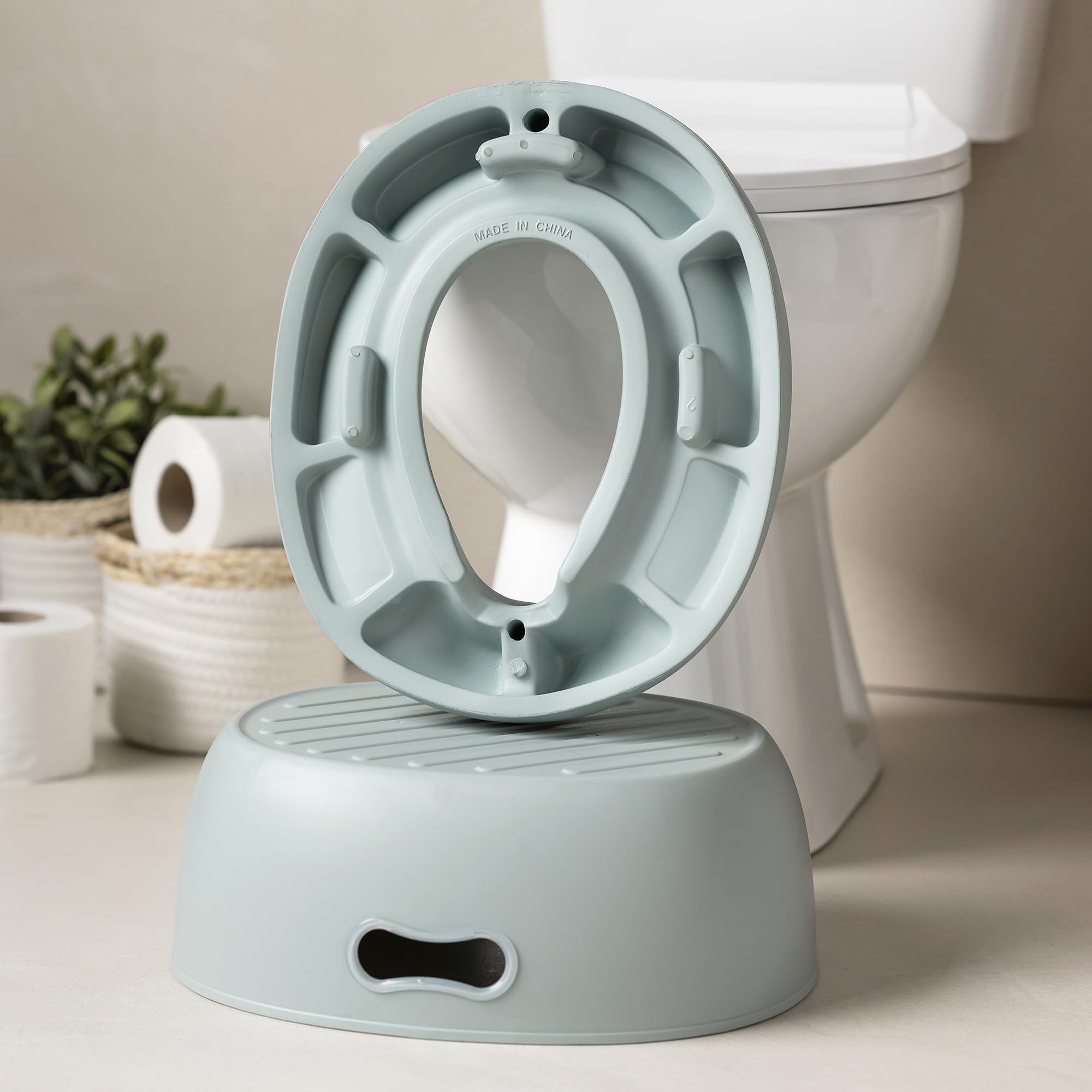 Nattou Pot 3en1 pour bébé, Pot + Tabouret + Siège de toilette pour enfants, Apprentissage facile de la propreté, Env. 34 cm, De 18 mois à 4 ans env., Care, ABS/EVA, Bleu