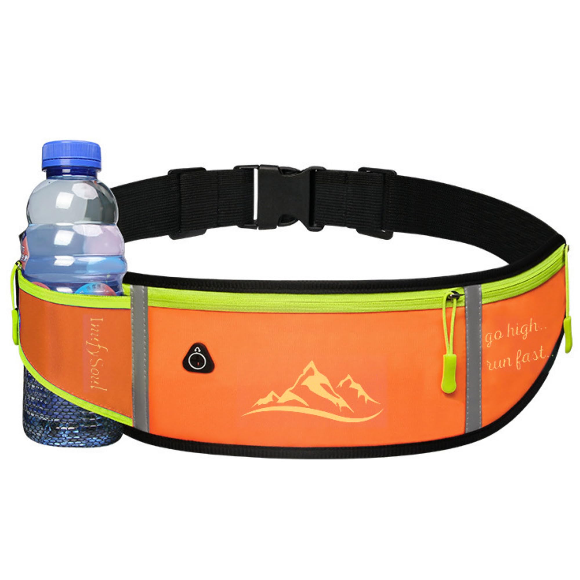 Marsupio Running Donna - Uomo - Cintura da Corsa Porta Cellulare - Marsupio Sportivo con Strisce Riflettenti e Foro per Cuffie - Running belt (Arancia)